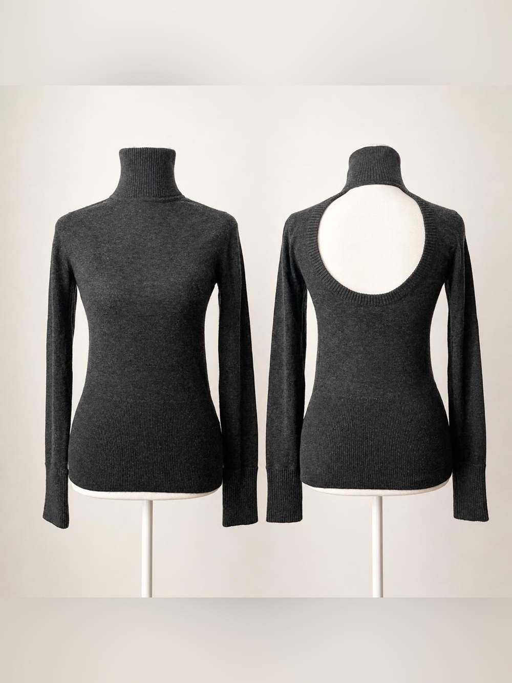Marc by Marc Jacobs Women's Cashmere Mock Neck Sweater Gray XS Cutout Minimalist